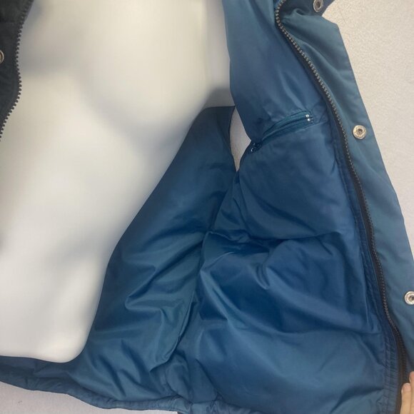 Vintage 90s Down Puffer Vest Mens Large L Black Blue Zip Warm Insulated Winter - Picture 15 of 16
